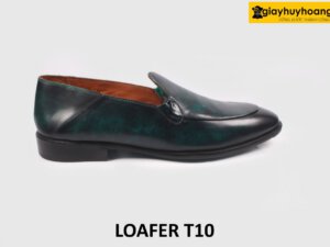 Giày lười nam da màu xanh trơn patina Loafer T10 001