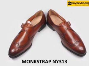 Giày da nam không buộc dây cao cấp Wingtips Monkstrap NY313 005