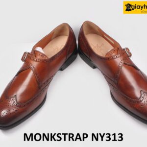 Giày da nam không buộc dây cao cấp Wingtips Monkstrap NY313 005