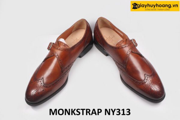 Giày da nam không buộc dây cao cấp Wingtips Monkstrap NY313 005