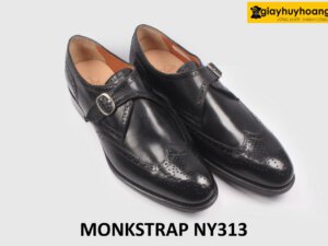 Giày da nam 1 khóa đục lỗ Brogues Wingtips Monkstrap NY313 003