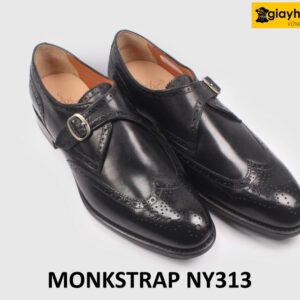 Giày da nam 1 khóa đục lỗ Brogues Wingtips Monkstrap NY313 003