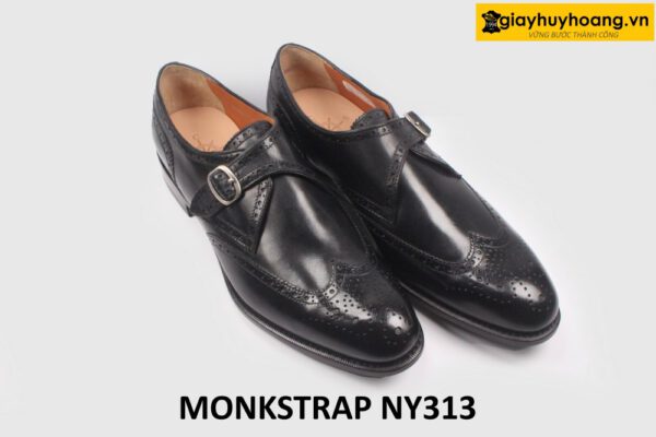 Giày da nam 1 khóa đục lỗ Brogues Wingtips Monkstrap NY313 003