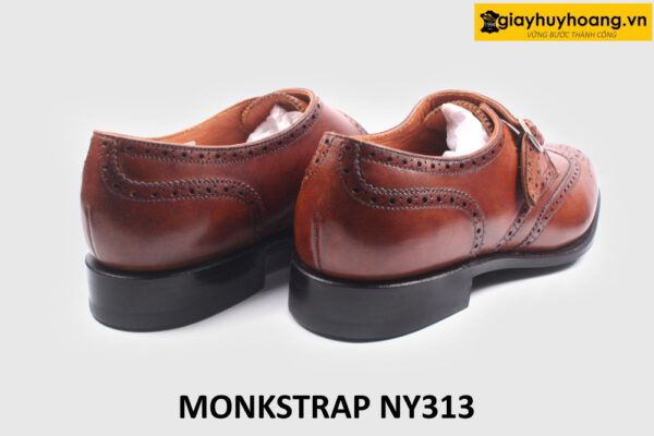 Giày da nam không buộc dây cao cấp Wingtips Monkstrap NY313 004