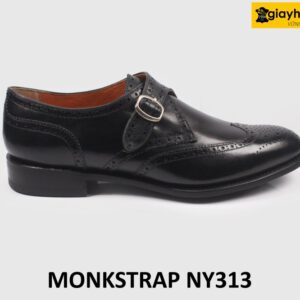 Giày da nam 1 khóa đục lỗ Brogues Wingtips Monkstrap NY313 001