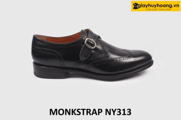 Giày da nam 1 khóa đục lỗ Brogues Wingtips Monkstrap NY313 001