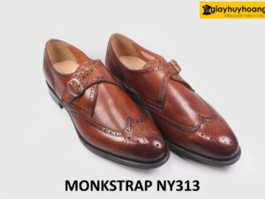 Giày da nam không buộc dây cao cấp Wingtips Monkstrap NY313 003
