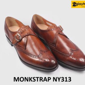 Giày da nam không buộc dây cao cấp Wingtips Monkstrap NY313 003