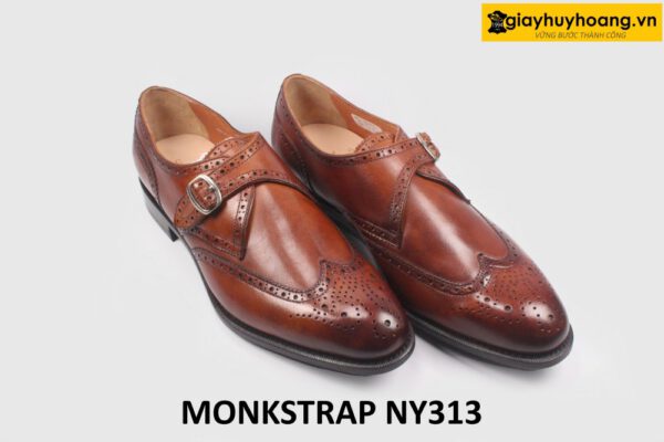 Giày da nam không buộc dây cao cấp Wingtips Monkstrap NY313 003