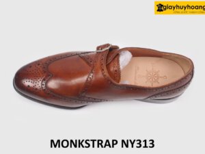 Giày da nam không buộc dây cao cấp Wingtips Monkstrap NY313 002