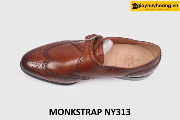 Giày da nam không buộc dây cao cấp Wingtips Monkstrap NY313 002