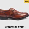 Giày da nam không buộc dây cao cấp Wingtips Monkstrap NY313 001