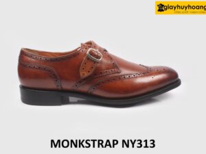 Giày da nam không buộc dây cao cấp Wingtips Monkstrap NY313 001