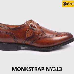 Giày da nam không buộc dây cao cấp Wingtips Monkstrap NY313 001