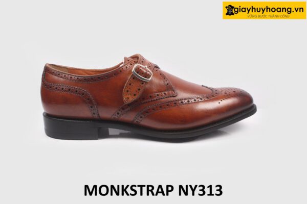 Giày da nam không buộc dây cao cấp Wingtips Monkstrap NY313 001