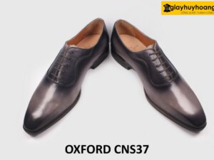 [Size 40+42+44] Giày da nam mũi trơn xám viền đen Oxford CNS37 004