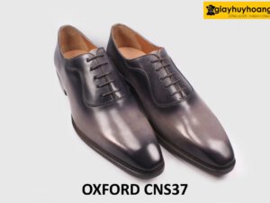 [Size 40+42+44] Giày da nam mũi trơn xám viền đen Oxford CNS37 003