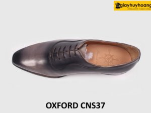 [Size 40+42+44] Giày da nam mũi trơn xám viền đen Oxford CNS37 002