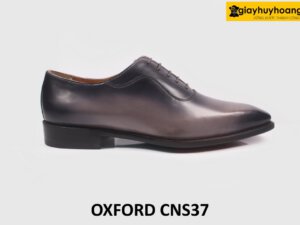 [Size 40+42+44] Giày da nam mũi trơn xám viền đen Oxford CNS37 001