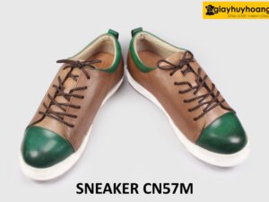 [Size 37] Giày da nam phối với quần jeans kaki Sneaker CN57M 003