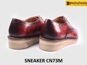 [Size 41] Giày da nam buộc dây đế bằng màu đỏ Oxford CN73M 004