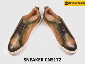 Giày da nam đế bằng phối da đan xen Sneaker CNS172 005