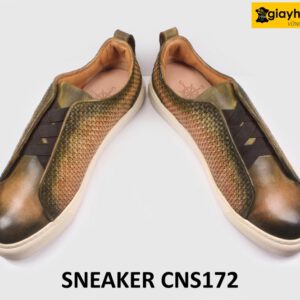 Giày da nam đế bằng phối da đan xen Sneaker CNS172 005