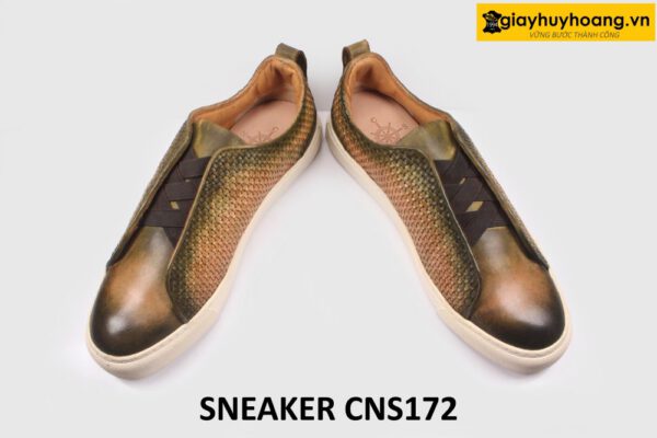 Giày da nam đế bằng phối da đan xen Sneaker CNS172 005