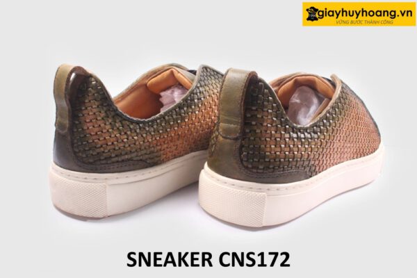 Giày da nam đế bằng phối da đan xen Sneaker CNS172 004