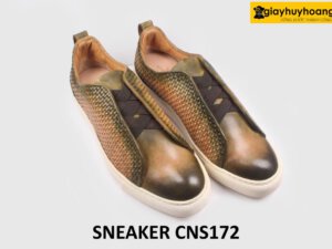 Giày da nam đế bằng phối da đan xen Sneaker CNS172 003