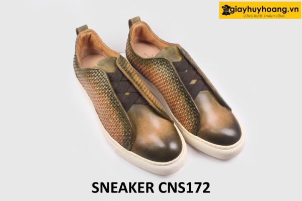 Giày da nam đế bằng phối da đan xen Sneaker CNS172 003