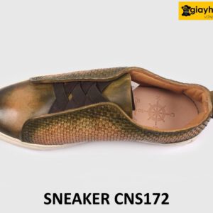 Giày da nam đế bằng phối da đan xen Sneaker CNS172 002