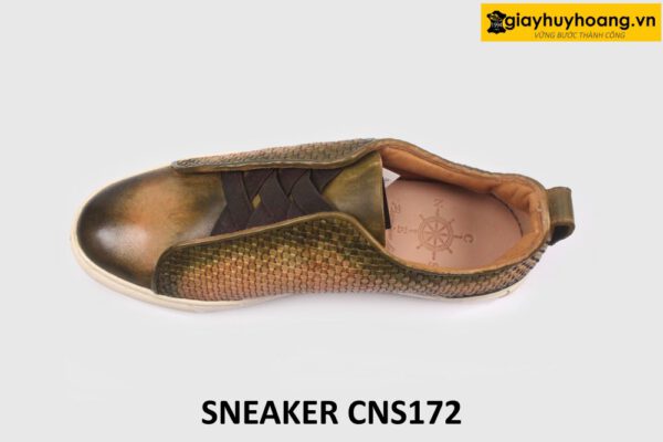 Giày da nam đế bằng phối da đan xen Sneaker CNS172 002