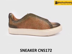 Giày da nam đế bằng phối da đan xen Sneaker CNS172 001