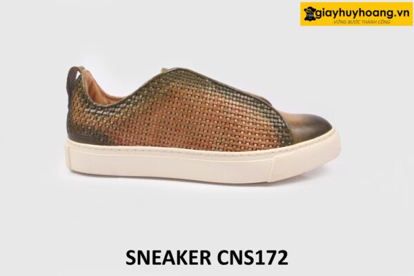 Giày da nam đế bằng phối da đan xen Sneaker CNS172 001