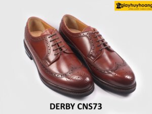 [Size 39+44+45] Giày da nam mũi tròn Wingtips Derby CNS73 002