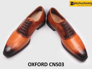 [Size 42] Giày da nam cao cấp màu bò mũi đen Oxford CNS03 005