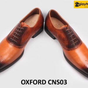 [Size 42] Giày da nam cao cấp màu bò mũi đen Oxford CNS03 005