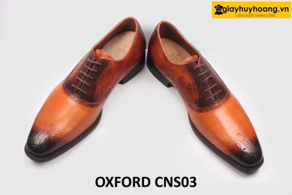 [Size 42] Giày da nam cao cấp màu bò mũi đen Oxford CNS03 005