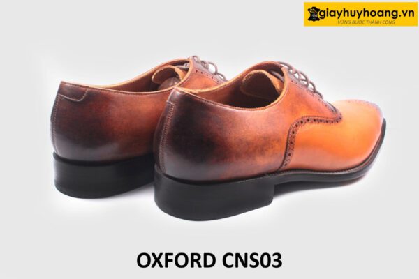 [Size 42] Giày da nam cao cấp màu bò mũi đen Oxford CNS03 004