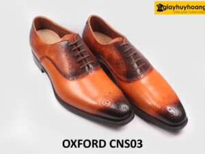 [Size 42] Giày da nam cao cấp màu bò mũi đen Oxford CNS03 003