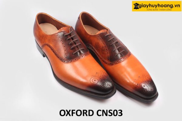 [Size 42] Giày da nam cao cấp màu bò mũi đen Oxford CNS03 003