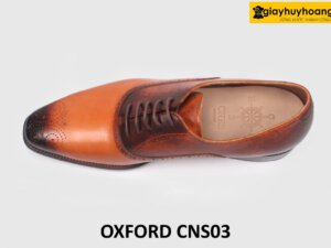 [Size 42] Giày da nam cao cấp màu bò mũi đen Oxford CNS03 002