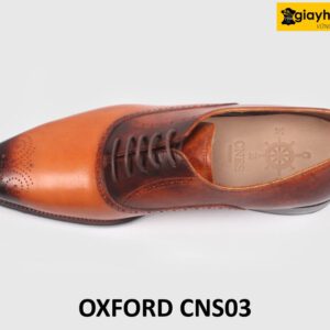 [Size 42] Giày da nam cao cấp màu bò mũi đen Oxford CNS03 002