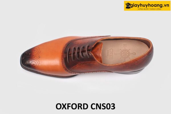 [Size 42] Giày da nam cao cấp màu bò mũi đen Oxford CNS03 002