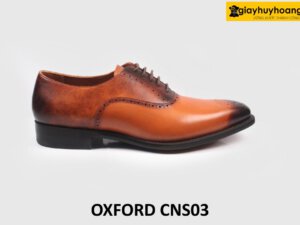 [Size 42] Giày da nam cao cấp màu bò mũi đen Oxford CNS03 001