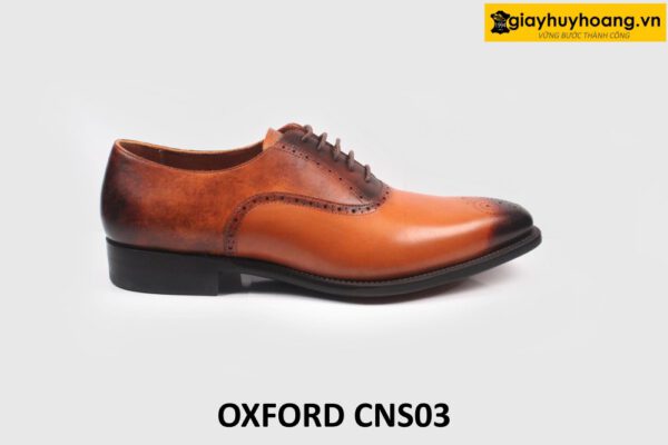 [Size 42] Giày da nam cao cấp màu bò mũi đen Oxford CNS03 001