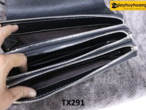 Túi ví cầm tay nam da hạt 3 ngăn khóa kéo TX291 002