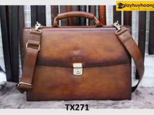 Cặp túi xách da bò nam doanh nhân đi công tác TX271 001