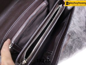 Túi xách đeo chéo da bò nam vân hạt nâu TX275 002